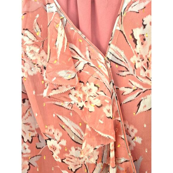 White House Black Market Coral Floral Blouse - Picture 3 of 8